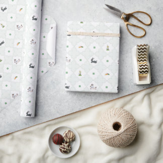 Hoppen in de lente - Groen Cadeaupapier