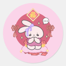 Hoppen voor geluk Maan Nieuwjaar Wish Ronde Sticker