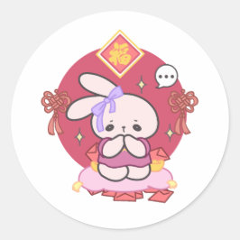 Hoppen voor geluk Maan Nieuwjaar Wish Ronde Sticker