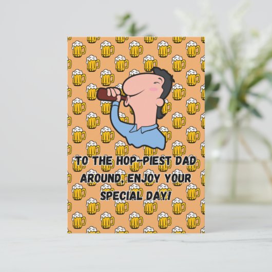 Hoppiest Dad Vaderdag Kaart Funny beer Dad (Staand voorkant)