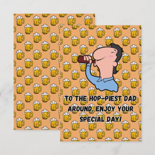 Hoppiest Dad Vaderdag Kaart Funny beer Dad (Voorkant / Achterkant)