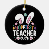 Hoppiest leraar ooit school paashaas eieren keramisch ornament (Voorkant)