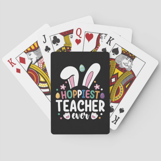 Hoppiest leraar ooit school paashaas eieren pokerkaarten (Achterkant)