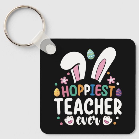 Hoppiest leraar ooit school paashaas eieren sleutelhanger (Voorkant)