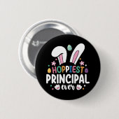 Hoppiest schoolhoofd ooit paashaas eieren ronde button 5,7 cm (Voorkant /achterkant)