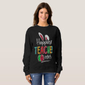 Hoppiest Teacher Ever Bunny Ears Buffalo Plaid Eas Trui (Voorkant volledig)