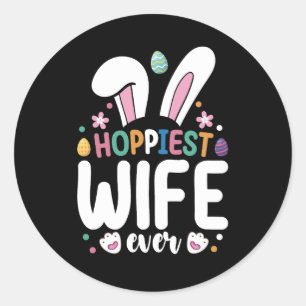 Hoppiest vrouw ooit familie paashaas eieren ronde sticker