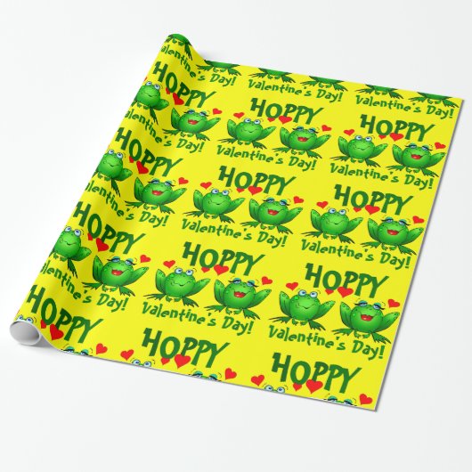 Hoppige Valentijnskaart Kikker Cadeaupapier (Uitgerold)