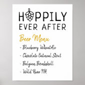 Hoppily Ever After Beer Menu Wedding Vrijgezellenf Poster (Voorkant)