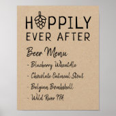 Hoppily Ever After Beer Menu Wedding Vrijgezellenf Poster (Voorkant)