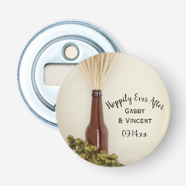Hoppily Ever After Wedding Favor Button Flesopener