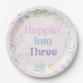 Hoppin’ Into Three Birthday plates– Bunny 3rd  Papieren Bordje (Voorkant)