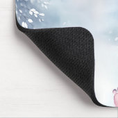 Hopping Bunny Leaving Heart Paw Prints Muismat (Hoek)