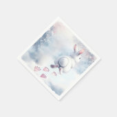 Hopping Bunny Leaving Heart Paw Prints Servet (Hoek)