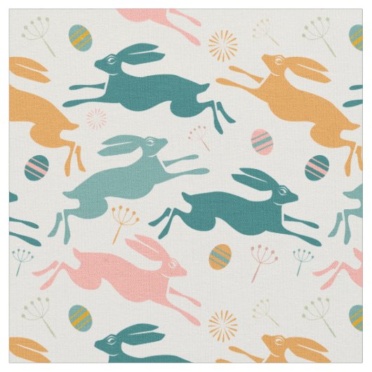 Hopping Bunny Pattern Stof (Close Up)
