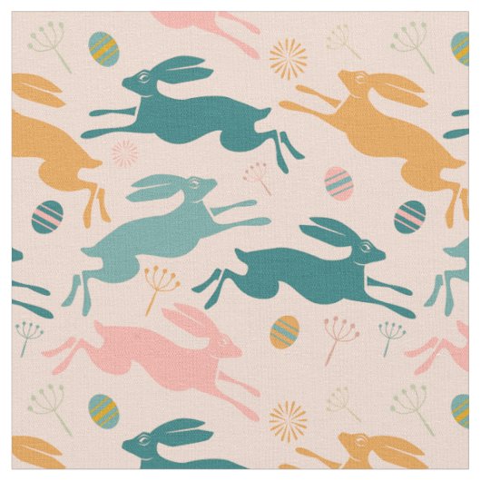 Hopping Bunny Pattern Stof (Close Up)