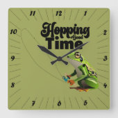 Hopping Good Time Vist Frog Vierkante Klok (Voorkant)
