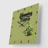 Hopping Good Time Vist Frog Vierkante Klok (Hoek)