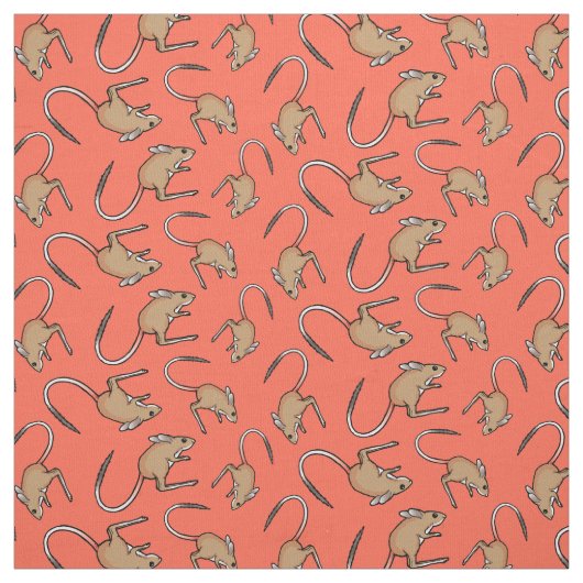 Hopping mouse oranje bruine stof (Swatch)