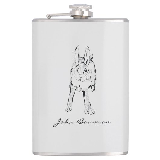 Hopping Wild Rabbit / Persoonlijke naam Heupfles (Voorkant)