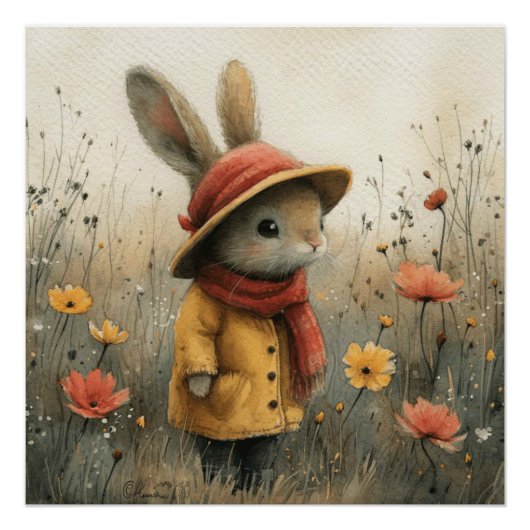 Hoppity Harmony: Een Beetje Droomachtig Konijn Perfect Poster (Voorkant)