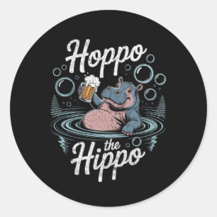 Hoppo De Hippo Bier Bubbels Hippo Fun Premium Ronde Sticker