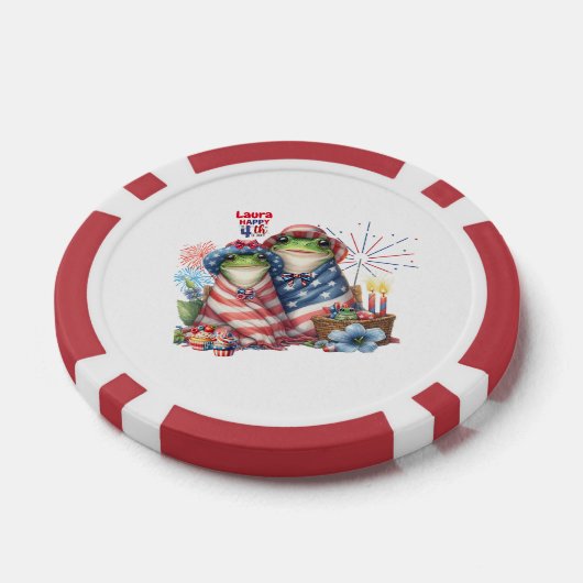 "Hoppy" 4 juli Onafhankelijkheidsdag Kikkerontwerp Poker Chips (Enkel)
