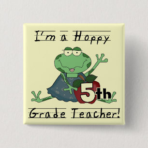 Hoppy 5th Grade Teacher Tshirts en cadeautjes Vierkante Button 5,1 Cm