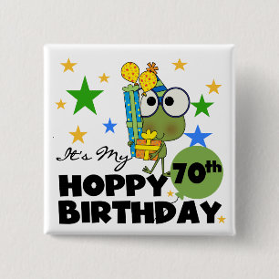 Hoppy 70ste Verjaardag van Froggie Vierkante Button 5,1 Cm