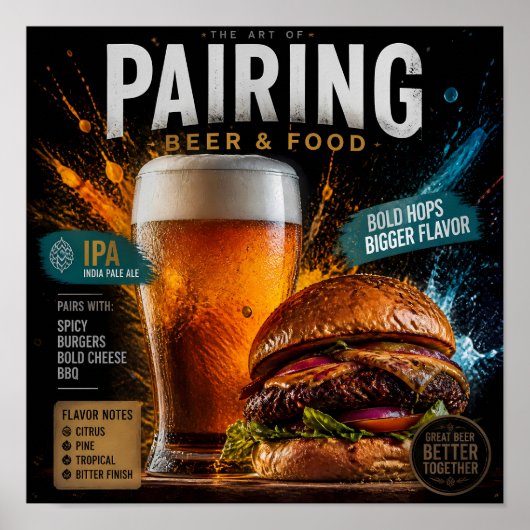 Hoppy Bier en Burger Combinatie Kunst Poster (Voorkant)