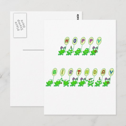 HOPPY BIRTHDAY BRIEFKAART (Voorkant / Achterkant)