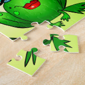 Hoppy Birthday Custom Name Cute Green Frogs Hearts Legpuzzel (Zijkant)