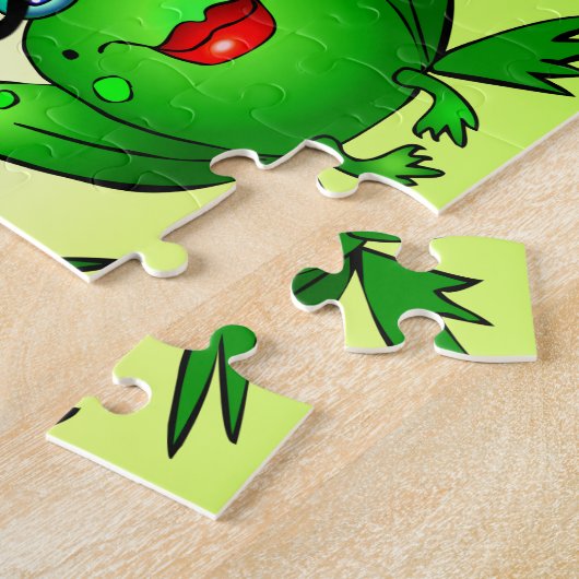 Hoppy Birthday Custom Name Cute Green Frogs Hearts Legpuzzel (Zijkant)