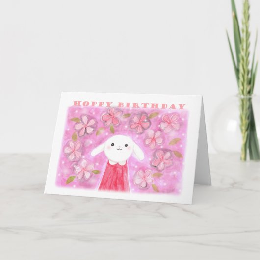 Hoppy Birthday Cute Bunny Rabbit  zoet Kaart (Voorkant)