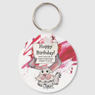 Hoppy Birthday Cute Personalized Keychains Sleutelhanger