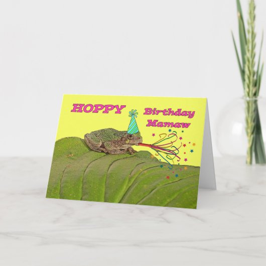 Hoppy Birthday for Mamaw, Party Frog with Pet Kaart (Voorkant)
