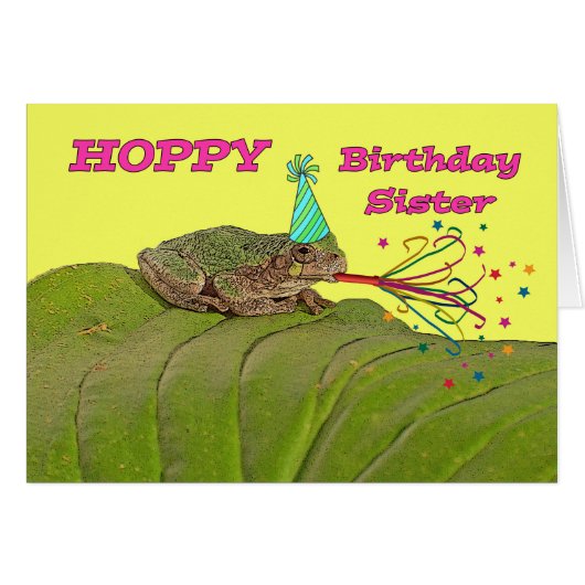 Hoppy Birthday for Sister, Frog Birthday Party (Voorkant Horizontaal)