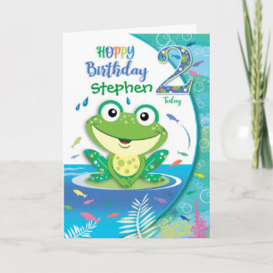 Hoppy Birthday Green Frog, Boy 2 Kaart