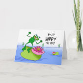 Hoppy Birthday, Happy and Funny Frog op Lily Pad Kaart (Voorkant)