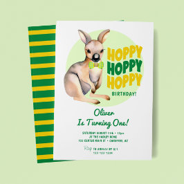 Hoppy Birthday Kangoeroe 1e Verjaardag Kaart
