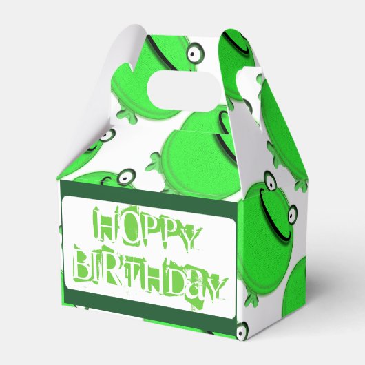 Hoppy birthday kikkers bedankdoosjes (Voorkant Zijde)