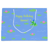 Hoppy Birthday Schattige Frog Funny Text Gift Bag Groot Cadeauzakje (Voorkant)