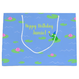 Hoppy Birthday Schattige Frog Funny Text Gift Bag Groot Cadeauzakje