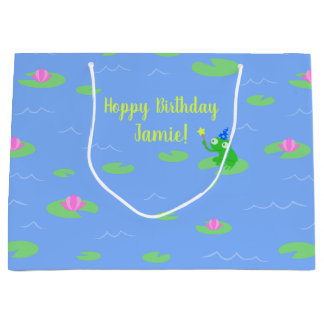Hoppy Birthday Schattige Frog Funny Text Gift Bag Groot Cadeauzakje