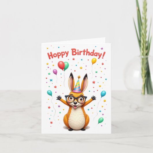 Hoppy Birthday! Schattigee Kangoeroe Verjaardag Ka Kaart (Voorkant)