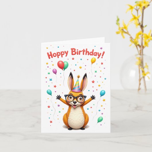 Hoppy Birthday! Schattigee Kangoeroe Verjaardag Ka Kaart (Gele Bloem)