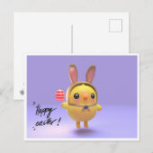Hoppy Chickling-Easter chicklet with bunny hat Feestdagenkaart (Voorkant / Achterkant)