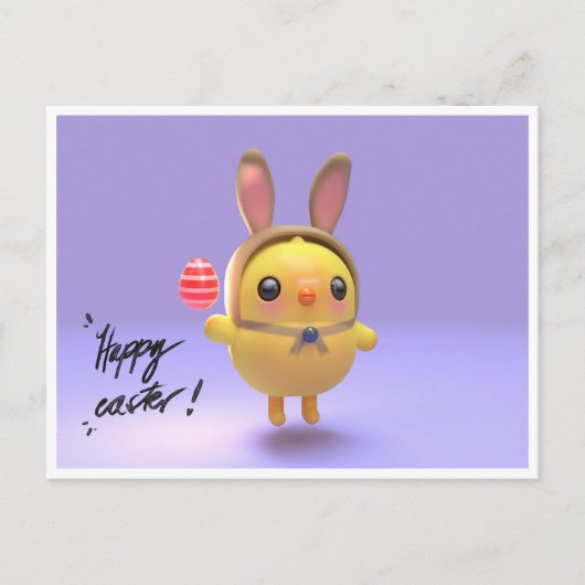 Hoppy Chickling-Easter chicklet with bunny hat Feestdagenkaart (Voorkant)