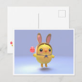 Hoppy Chickling- Easter chicklet with bunny hat Feestdagenkaart (Voorkant / Achterkant)
