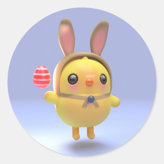 Hoppy Chickling- Easter chicklet with bunny hat Ronde Sticker (Voorkant)